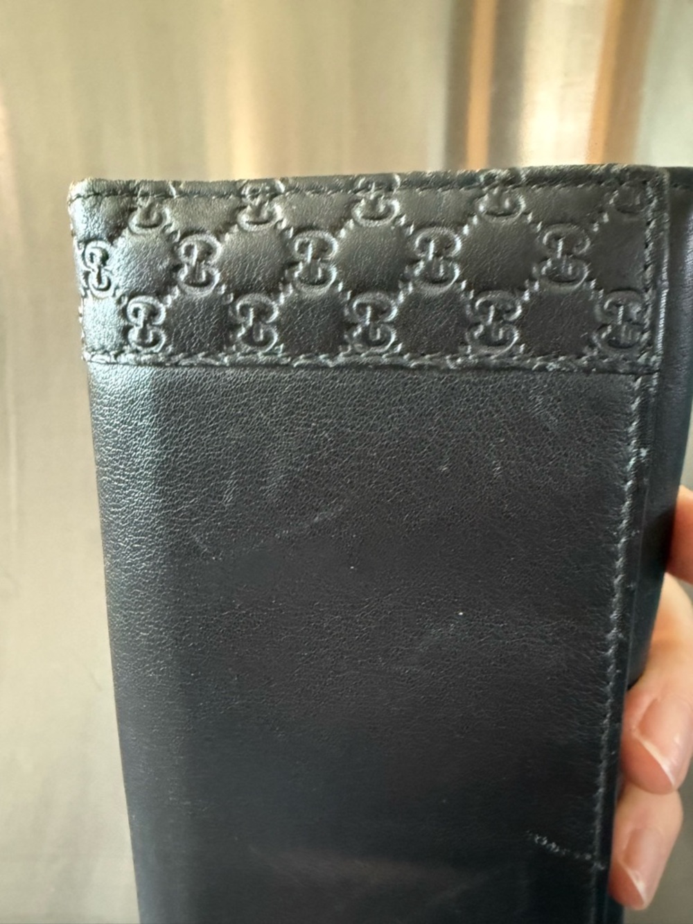 Gucci Black Leather Continental Wallet with Embossed GG Panel - Picture 5 of 5